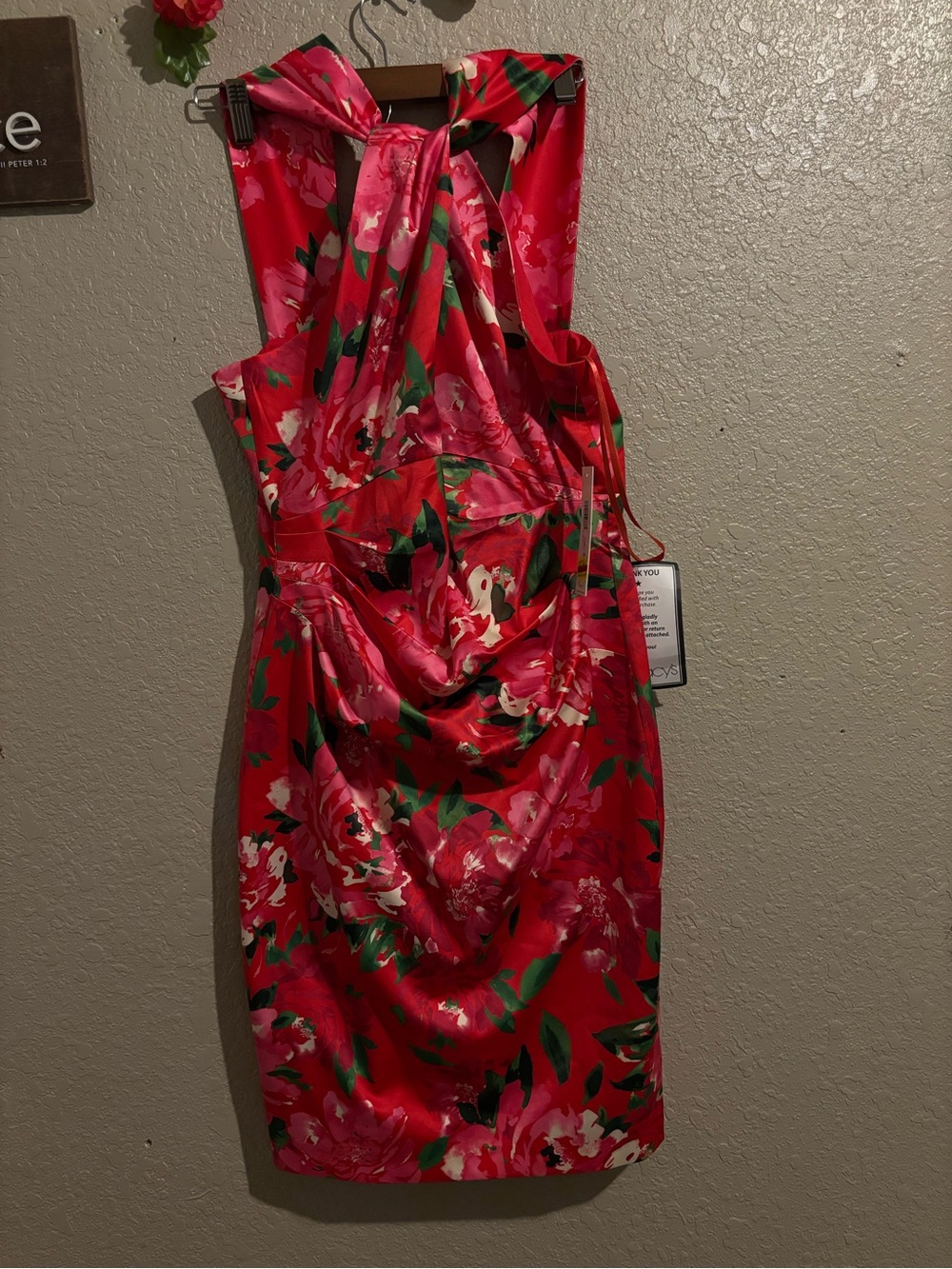 Eliza J Red Floral Satin Mini Dress